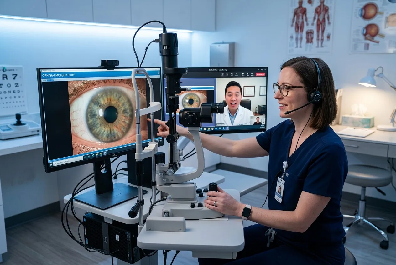 Hongdee digital slit lamp in a modern clinic