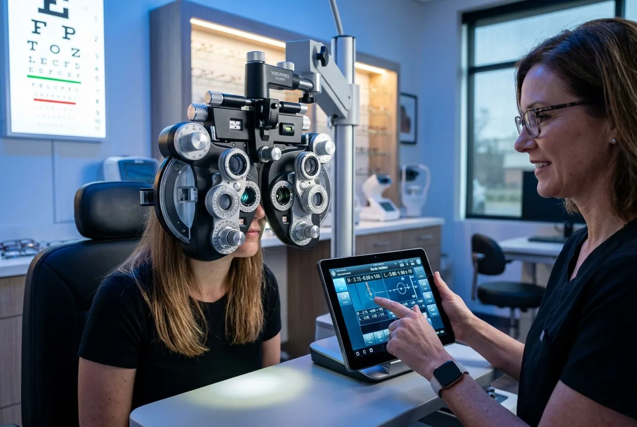 Workflow of digital eye exam using Hongdee equipment
