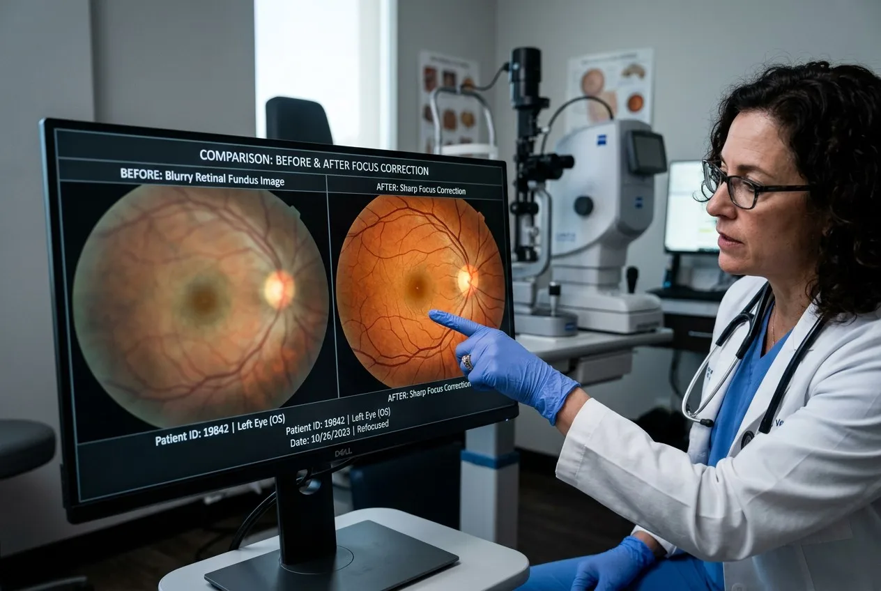 Troubleshooting blurry fundus camera images